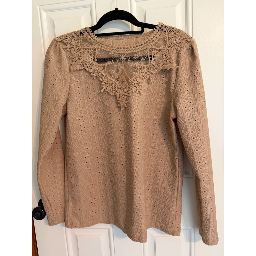 Brown long sleeve blouse size M